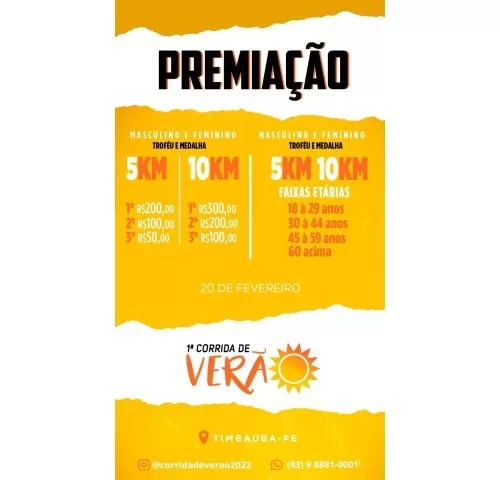 1º CORRIDA DE VERÃO 5K e 10K  - TIMBAÚBA